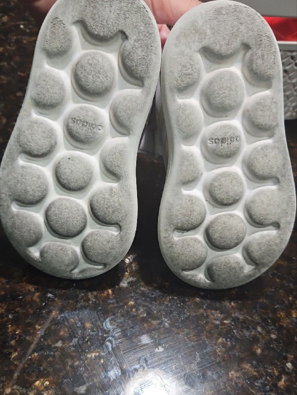 Adidas Bubble White Kids Velcro Sneakers with Iridescent Stripe 7K - Picture 12 of 14